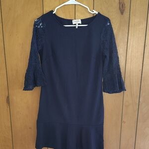 Laundry By Shelli Segal Navy Dress with Lace Sleeves